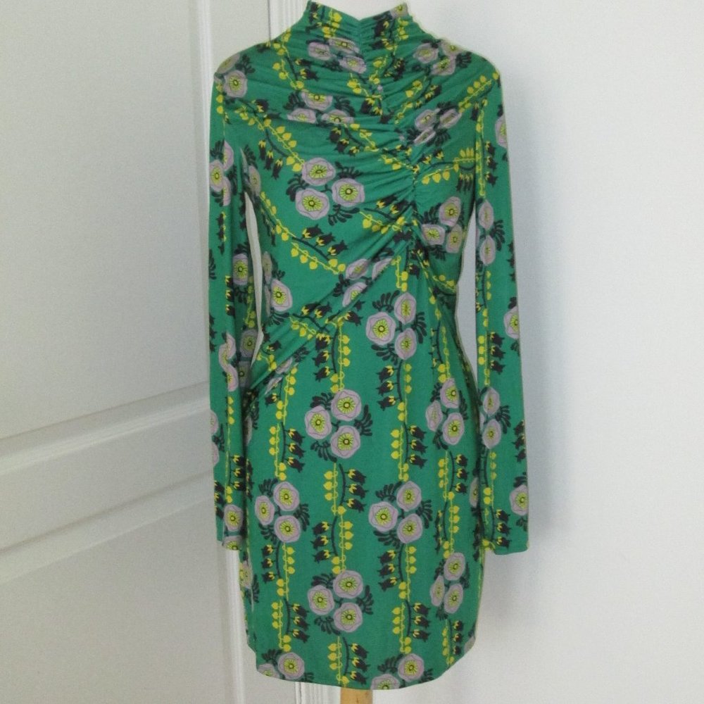 Zara Green Floral Long Sleeve Dress - Picture 2 of 4